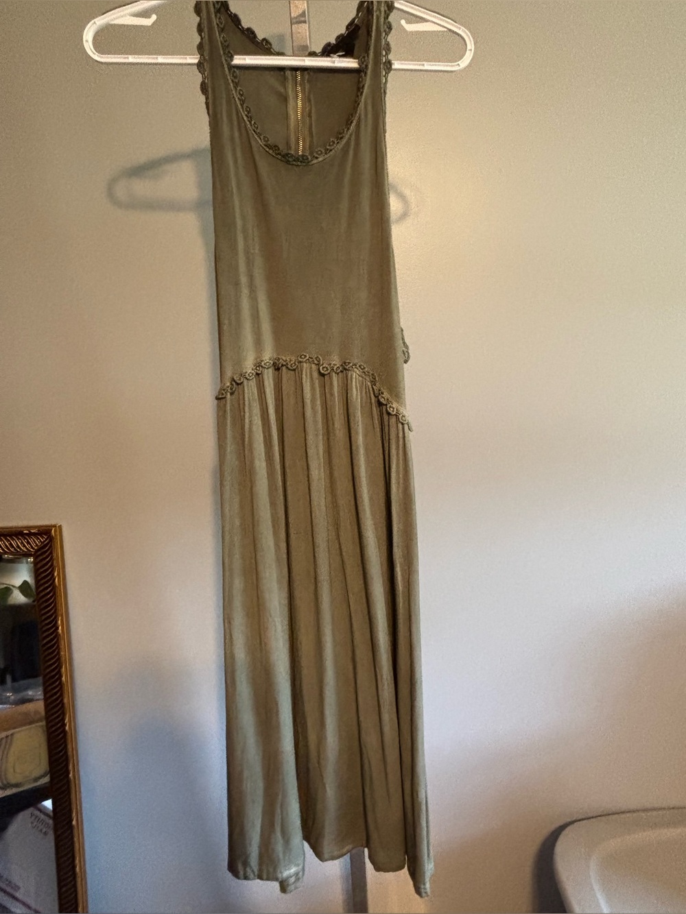 POL Sundress Women's Size Medium Babydoll Sleeveless Dress Green Racerback - Picture 4 of 11